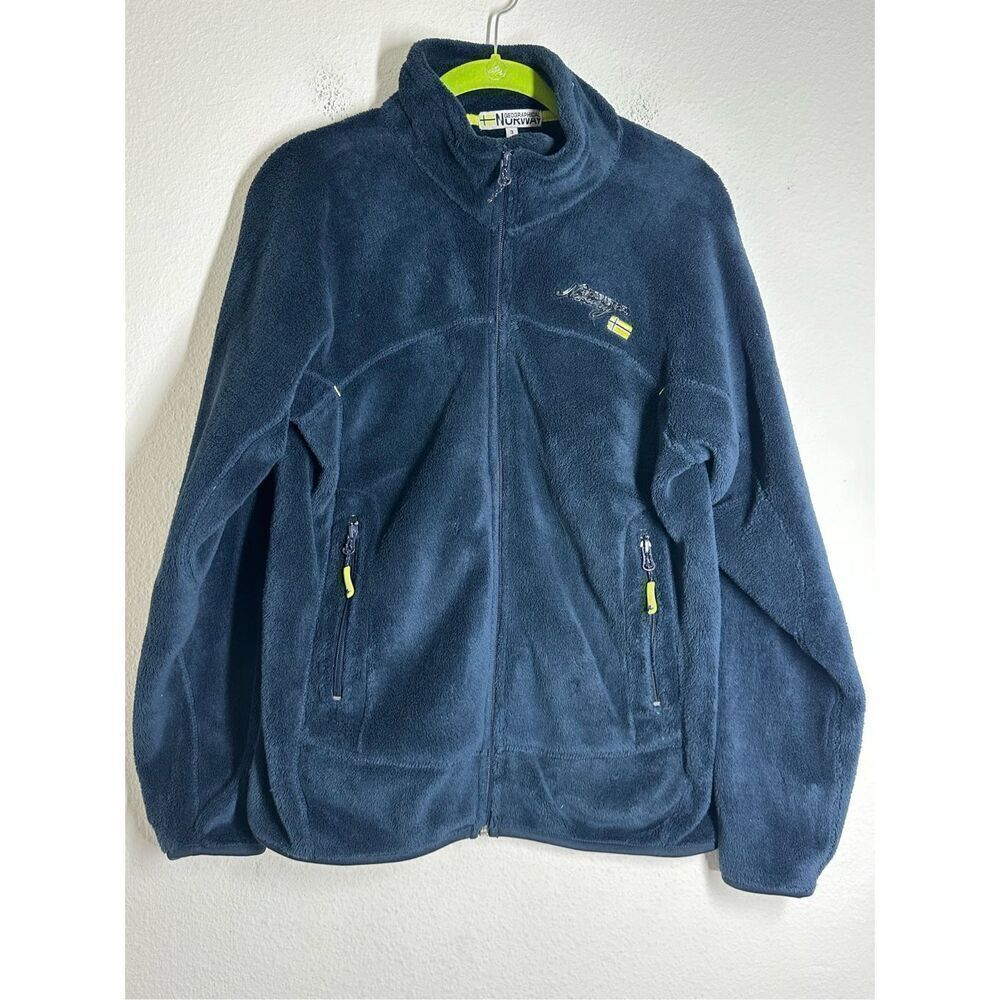 Geographical Norway Women’s Front Zip Fleece Jacket Size S Blue See Description